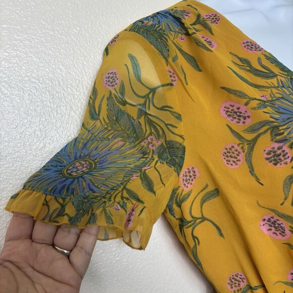 Madewell Sweetgrass Ruffle-Sleeve Dress In Painted Blooms Size 0 Boho - Picture 3 of 9